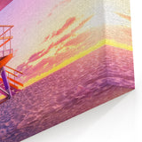 Miami Beach Sunset Art – Rainbow Lifeguard Stand Canvas for Home Decor