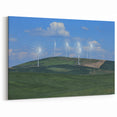 Palouse Framed Prints – Windmills on Rolling Green Hills Under Blue Skies