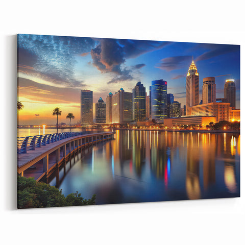 Tampa Landmark Art - Vibrant Downtown Reflections Wall Art