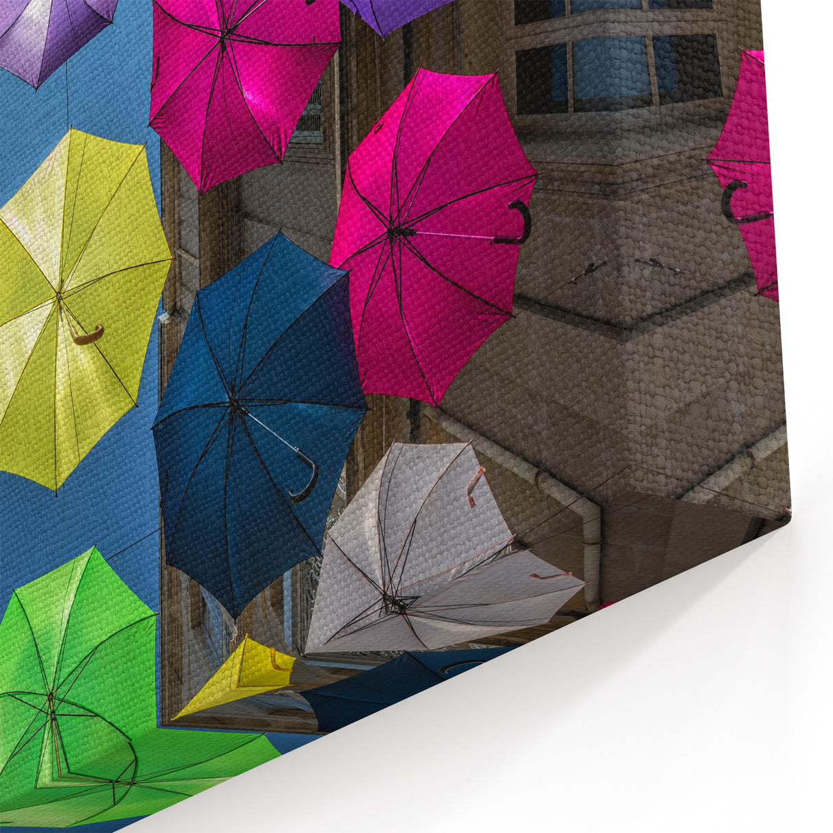 South of France Wall Art - Colorful Umbrellas French Village Decor