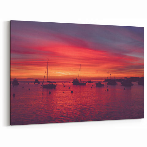 Sunset Harbor Boats Print – Catalina Island Canvas Art
