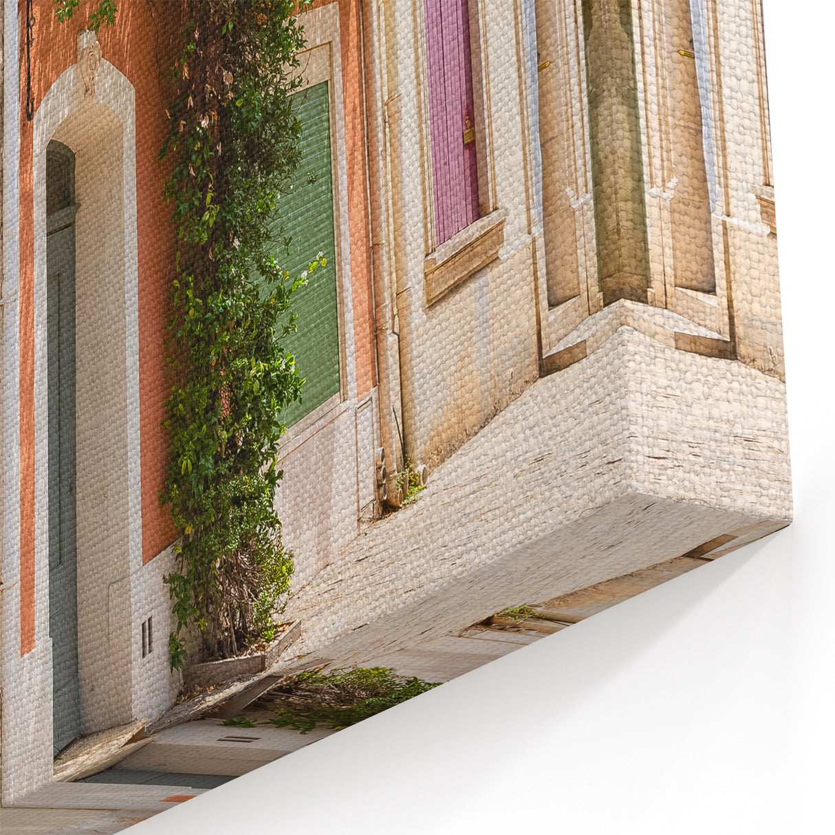 French Village Art - Provence Street Scene with Colorful Architecture Decor