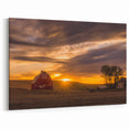 Palouse Photography Canvas - Red Barn Sunset in Washington Landscape