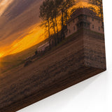 Palouse Photography Canvas - Red Barn Sunset in Washington Landscape