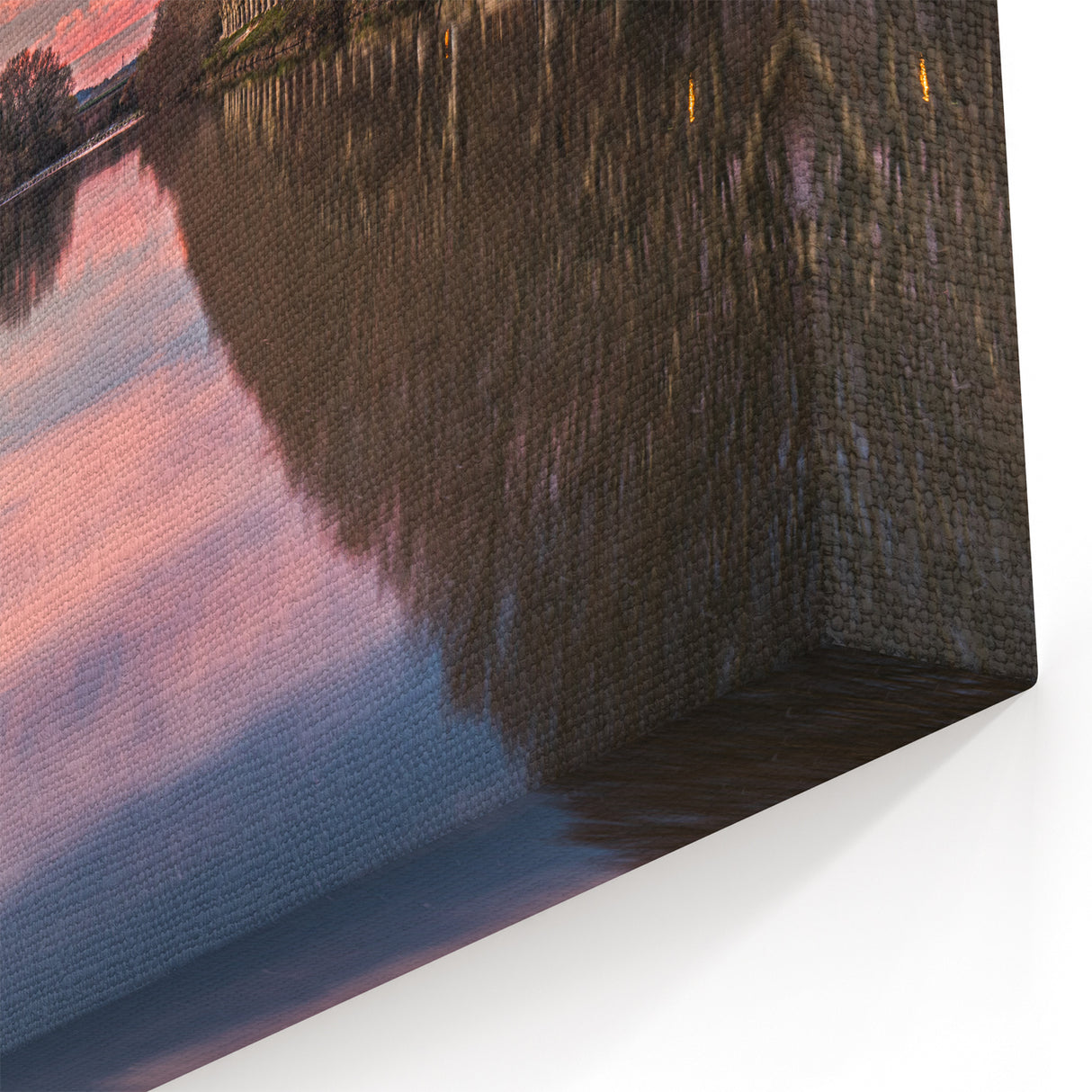 Scenic Provence Art - Tranquil River Sunset French Countryside Wall Decor