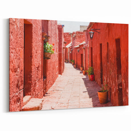 Red Stone Alleyway Print – Catalina Island Rustic Canvas Art