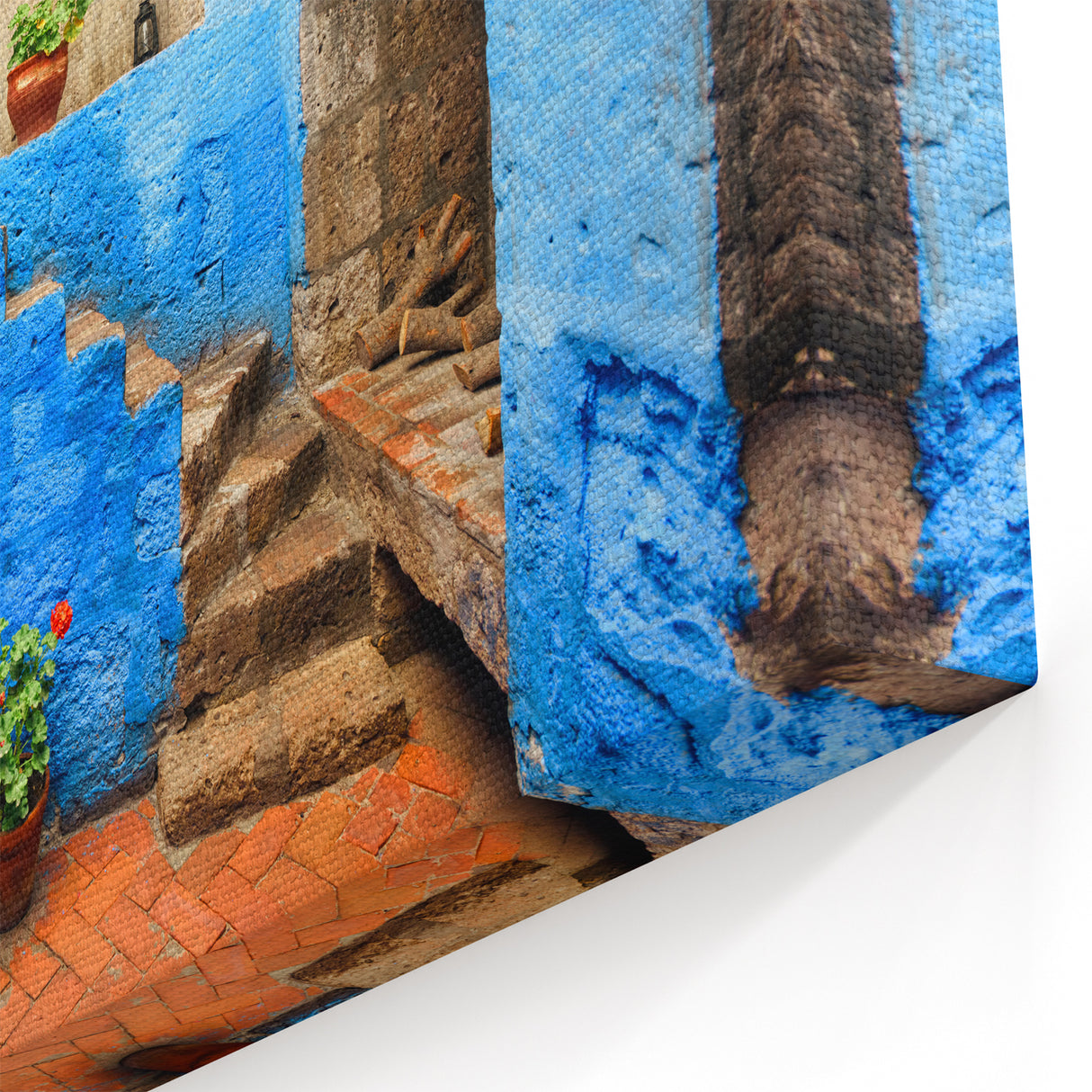 Blue Stone Stairway Print – Catalina Island Rustic Canvas Art