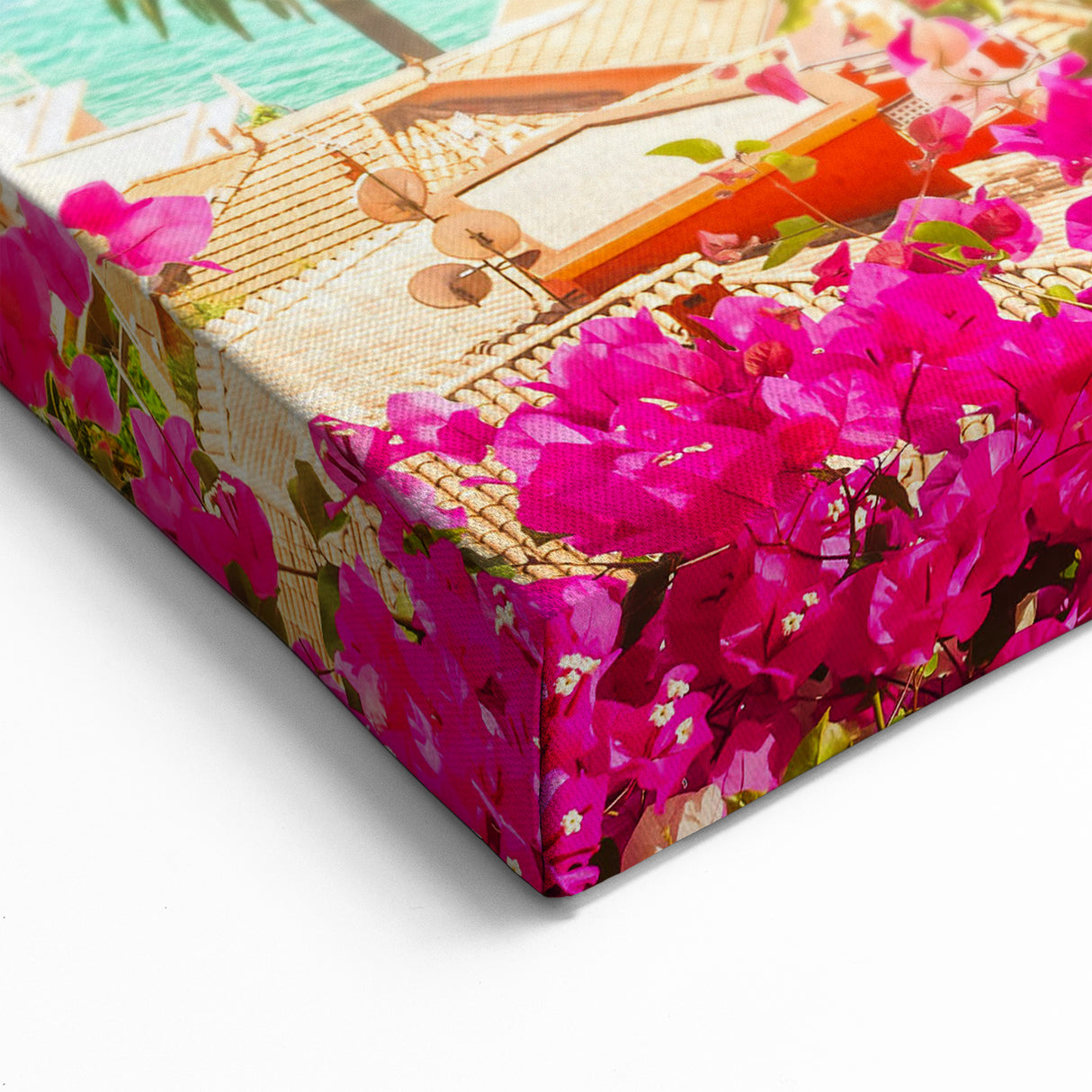 Mediterranean Landscape Art - Bougainvillea and Sailboats on French Coast