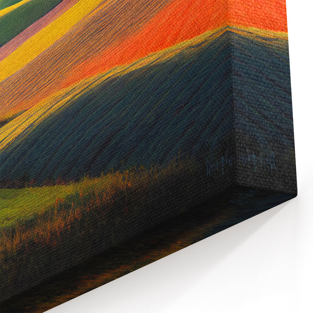 Palouse Washington Artwork - Vibrant Fields with Red Barns on Canvas