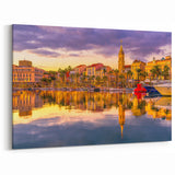 French Riviera Art - Sunset Reflections in Coastal Provence Harbor