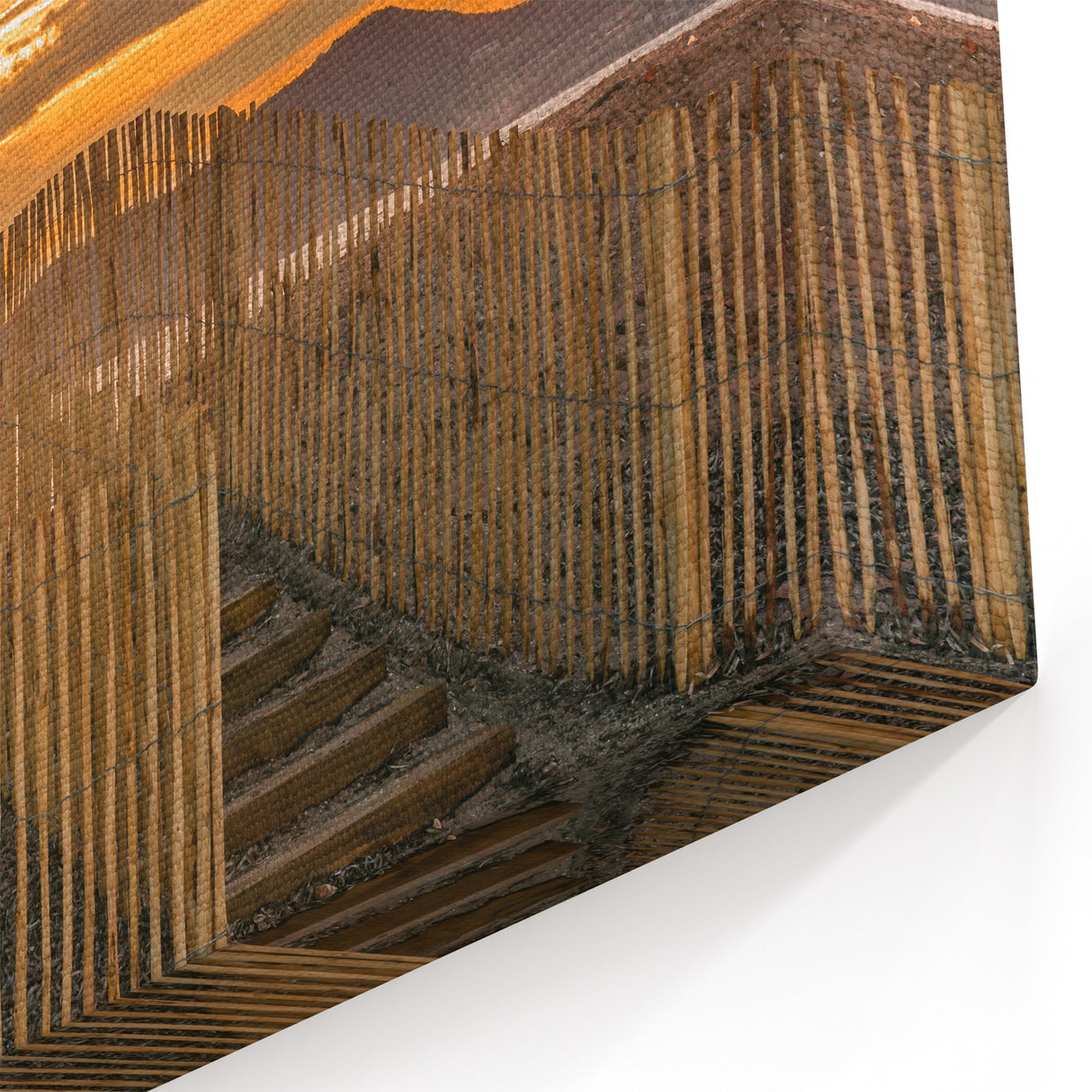 South of France Wall Art - Sunset Beach Path with Wooden Fence