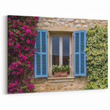 French Countryside Wall Decor - Blue Shutters with Flowering Vines