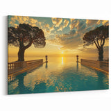 French Riviera Art - Luxury Sunset Pool & Mediterranean Coastline