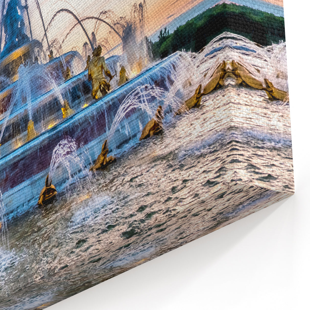 Versailles Landscape Art – Golden Fountain at Sunset for Elegant Décor
