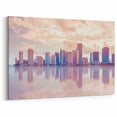Miami Pastel Skyline Art – Modern Cityscape Canvas for Home Decor