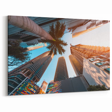 Miami Skyline Art – Modern Cityscape Architecture Canvas for Home Decor