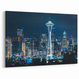 Seattle Framed Art - Space Needle and Illuminated Skyline Wall Print