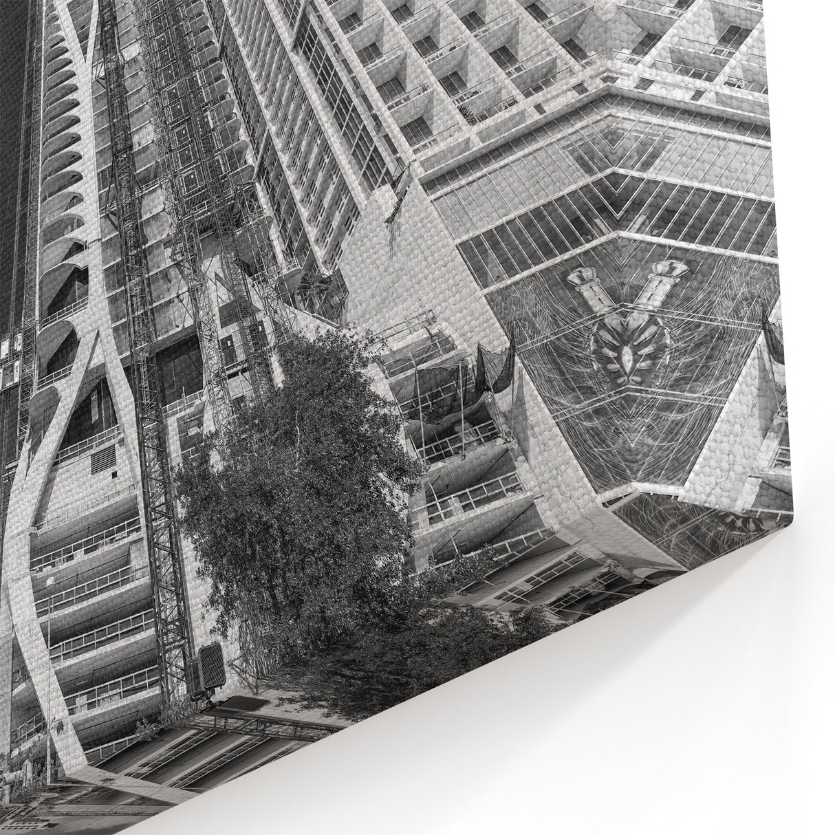 Miami Black and White Art – Modern Cityscape Architecture Canvas Print