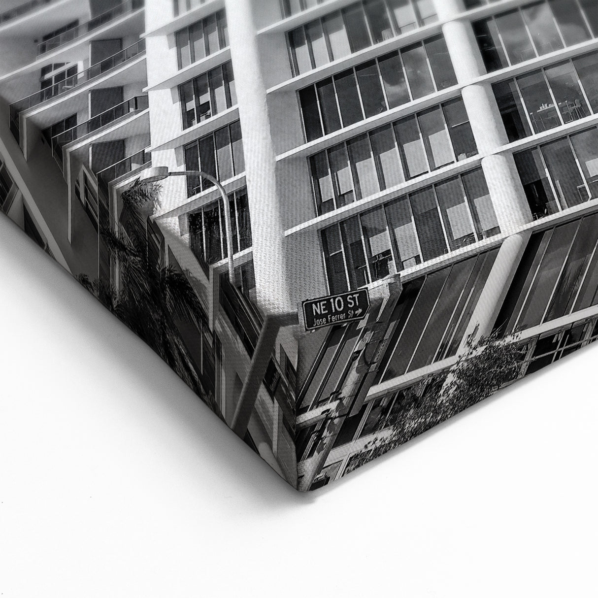 Miami Black and White Art – Modern Cityscape Architecture Canvas Print