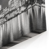 Miami Black and White Skyline Art – Cityscape Night Canvas Print