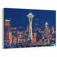 Seattle Skyline Wall Art - Vibrant Nighttime Cityscape with Space Needle