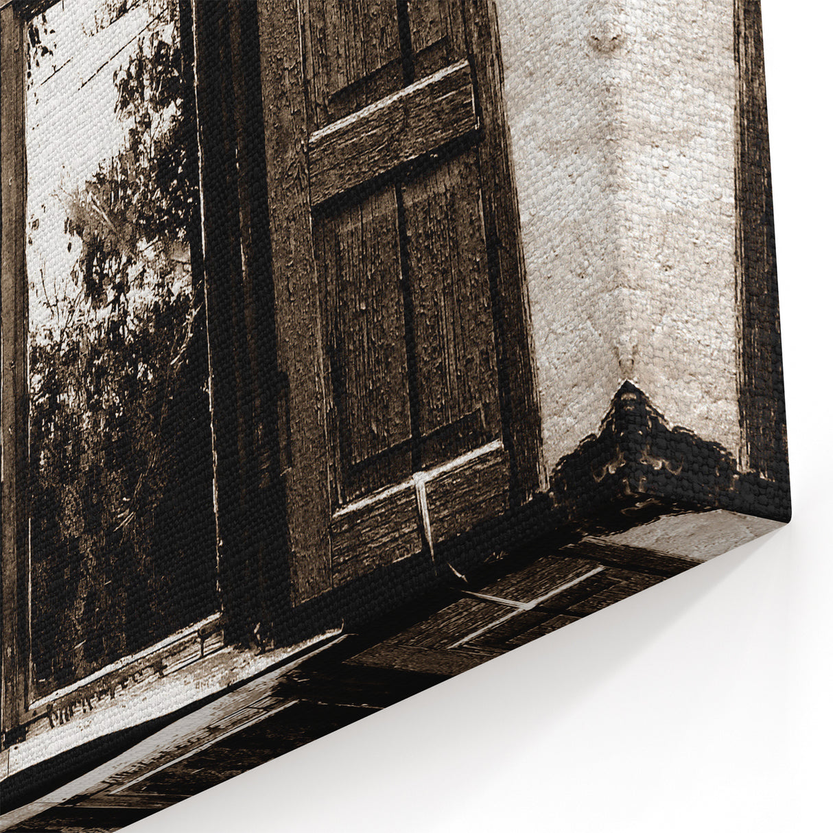 Rustic Masonry Wall Art - Aged Window in Brick & Stone Canvas Print