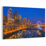 Seattle Cityscape Wall Art - Vibrant Nighttime Waterfront View