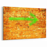 Masonry Wall Art - Green Arrow on Rustic Brick Canvas Print