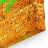 Masonry Wall Art - Green Arrow on Rustic Brick Canvas Print