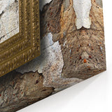 Masonry Wall Art - Ornate Gold Frame on Distressed Wall Canvas Print