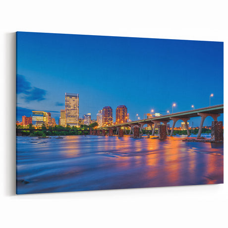 Virginia Scenic Prints – Richmond City Night View Over James River Art