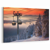 Vermont Travel Art - Sunset Ski Lift in Winter Vermont Scenic Photography