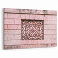 Masonry Wall Art - Ornate Decorative Panel on Pink Brick Canvas Print
