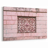 Masonry Wall Art - Ornate Decorative Panel on Pink Brick Canvas Print