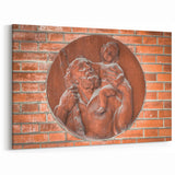 Masonry Wall Art - Religious Relief Sculpture on Brick Wall Canvas Print