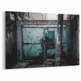 Masonry Wall Art - Weathered Industrial Gate on Distressed Wall Canvas Print