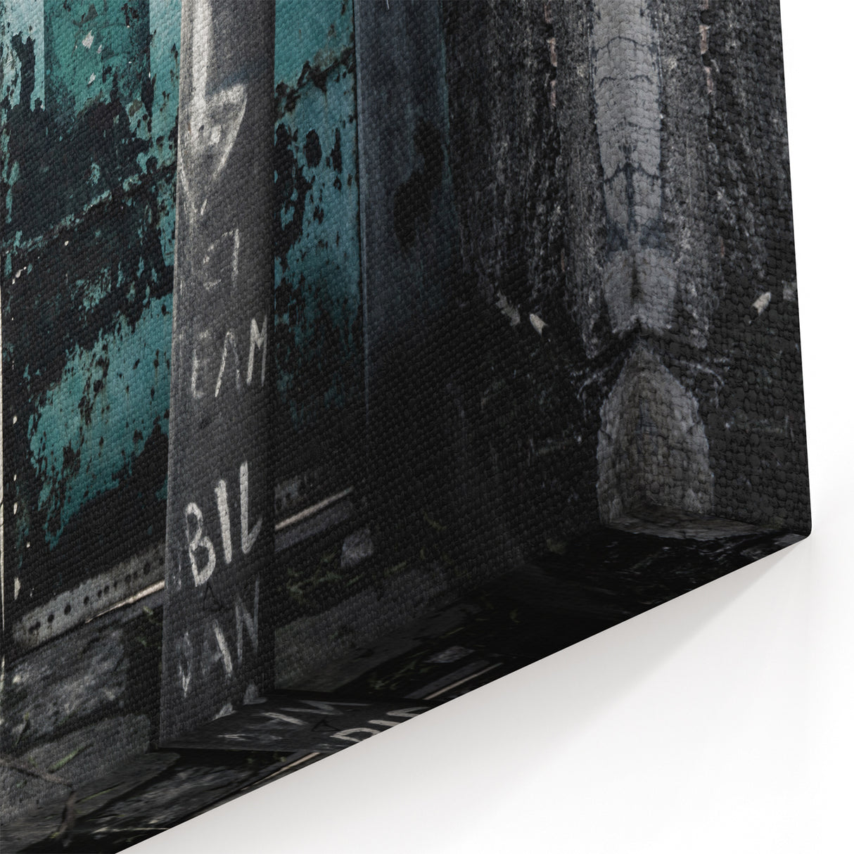 Masonry Wall Art - Weathered Industrial Gate on Distressed Wall Canvas Print