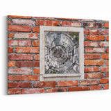 Masonry Wall Art - Shattered Glass Window on Red Brick Wall Canvas Print