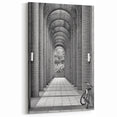 Masonry Wall Art - Black and White Arched Brick Corridor Canvas Print