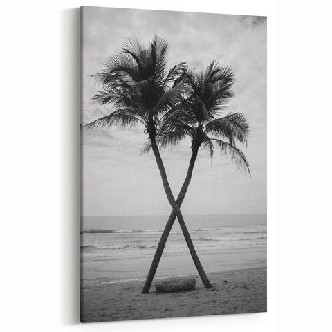 Black and White Palm Beach Art - Tropical Coastal Photography for Wall Decor