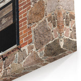 Masonry Wall Art - Boarded Window on Brick and Stone Wall Canvas Print