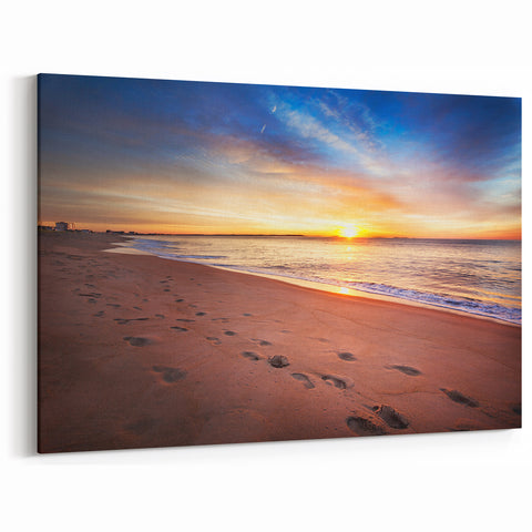 Wellington Landscape Paintings - Sunset Beach Footprints New Zealand Art