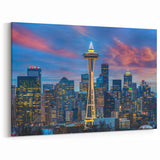 Seattle Skyline with Space Needle at Sunset – Stunning Cityscape Art