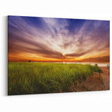 Wellington Harbor Art - Scenic Sunset over Coastal Grassland Print
