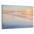Wellington Harbor Art - Seagull on Tranquil Beach at Sunrise Canvas Print