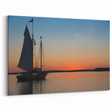 Wellington Harbor Art - Sailboat Silhouette at Sunset Canvas Print