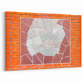 Masonry Wall Art - Colorful Mosaic Design on Red Brick Wall Canvas Print