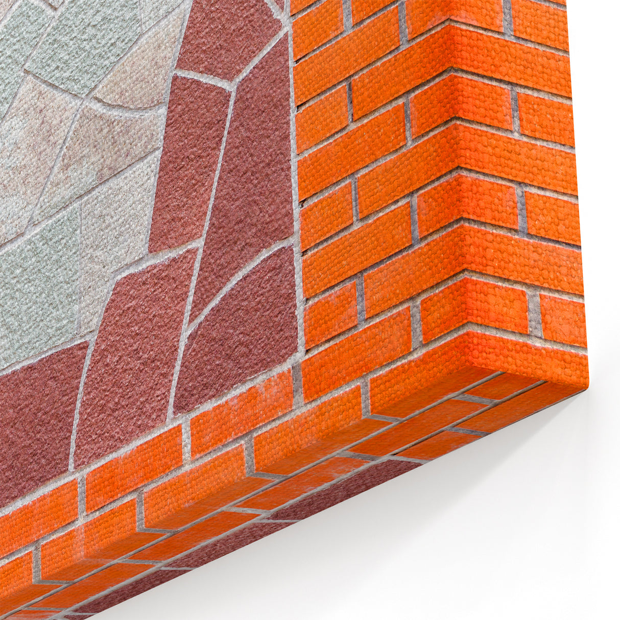 Masonry Wall Art - Colorful Mosaic Design on Red Brick Wall Canvas Print