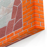 Masonry Wall Art - Colorful Mosaic Design on Red Brick Wall Canvas Print