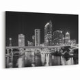 Black and White Tampa Skyline Art – Classic Night Cityscape Wall Art